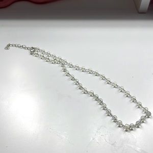 Silver Chain Necklace w/ Clear Ball Charms